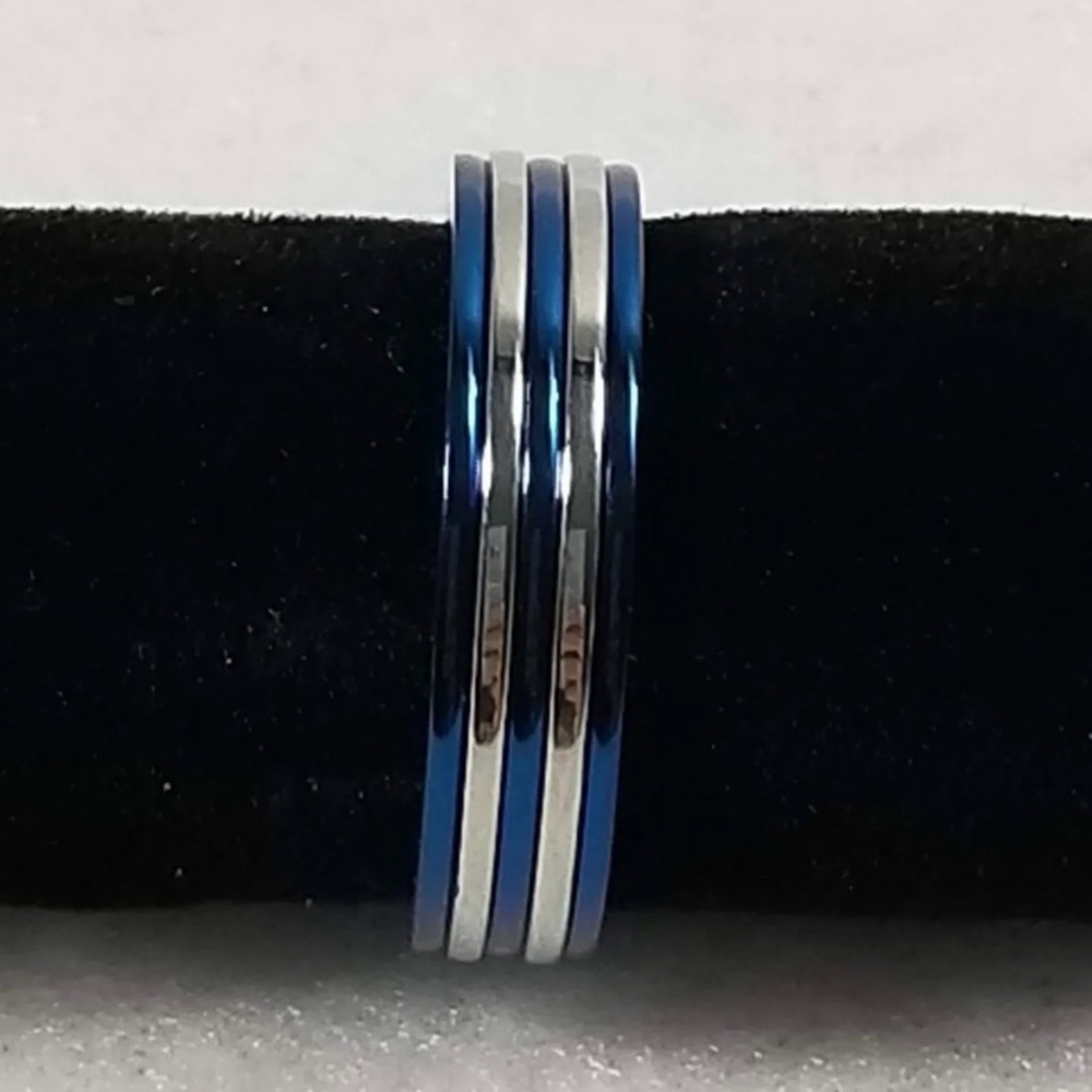 Circle Ring Silver Blue Size 6-7